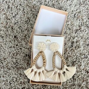BNWOT - Cream and Tan Tassel Earrings